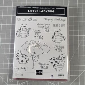 Stampin Up Little Ladybug Cling Stamp Set 152384 Sale-A-Bration Host 13pc Rubber